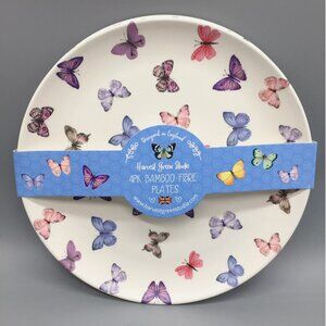 4 Harvest Green Studio Pink Purple Butterfly Melamine Dinner Plate Set Summer